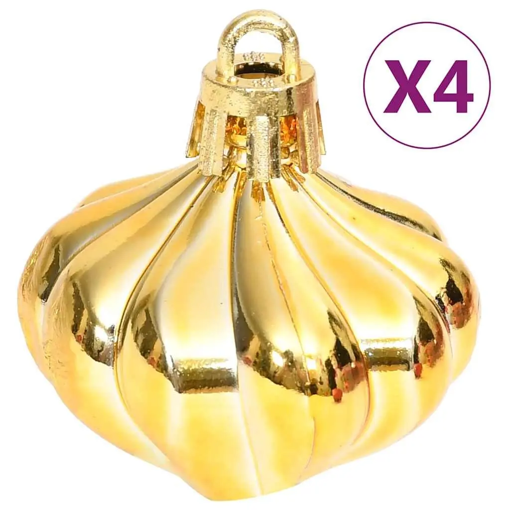 Christmas Bauble Ornament Set Shatterproof Plastic 70 Piece Gold Red
