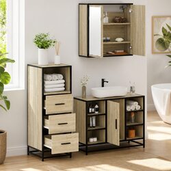 Durable 3 Piece Bathroom Furniture Set with Mirror