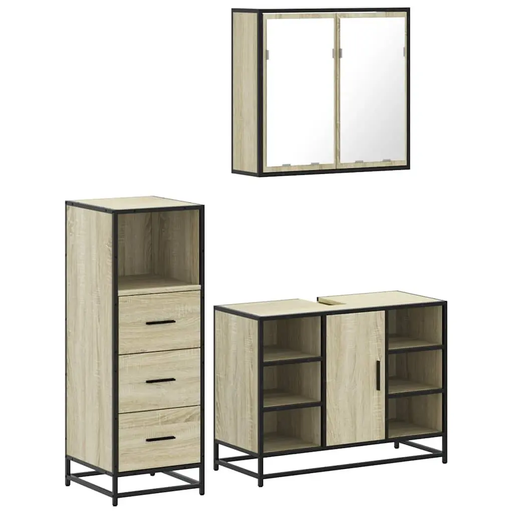 3 Piece Bathroom Furniture Set with Mirror