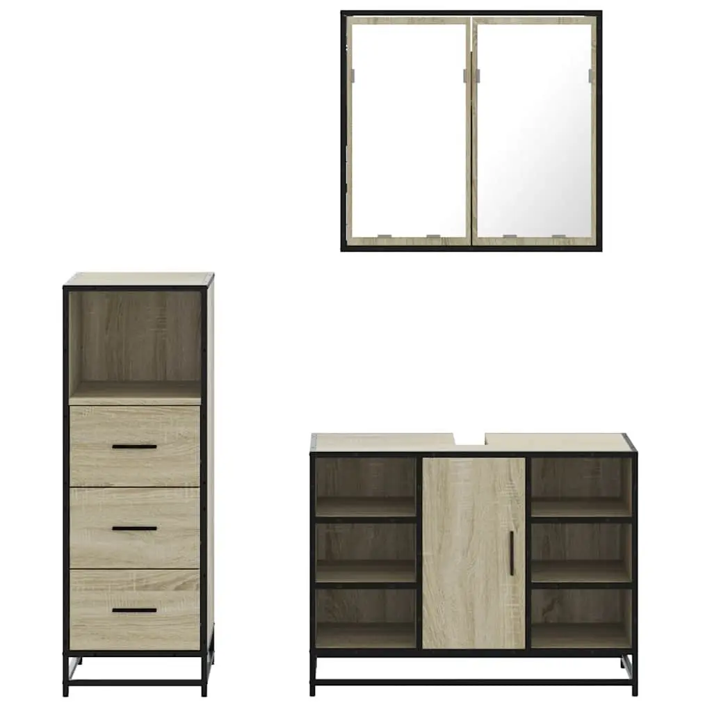 3 Piece Bathroom Furniture Set with Mirror
