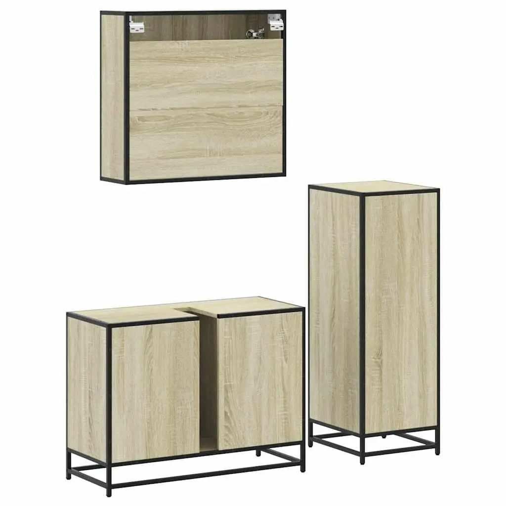 3 Piece Bathroom Furniture Set with Mirror