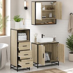 3-Piece Vanity Cabinet Set with Mirror and Storage