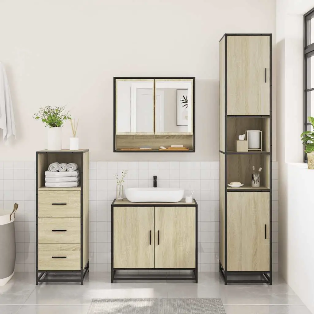 3-Piece Vanity Cabinet Set with Mirror and Storage