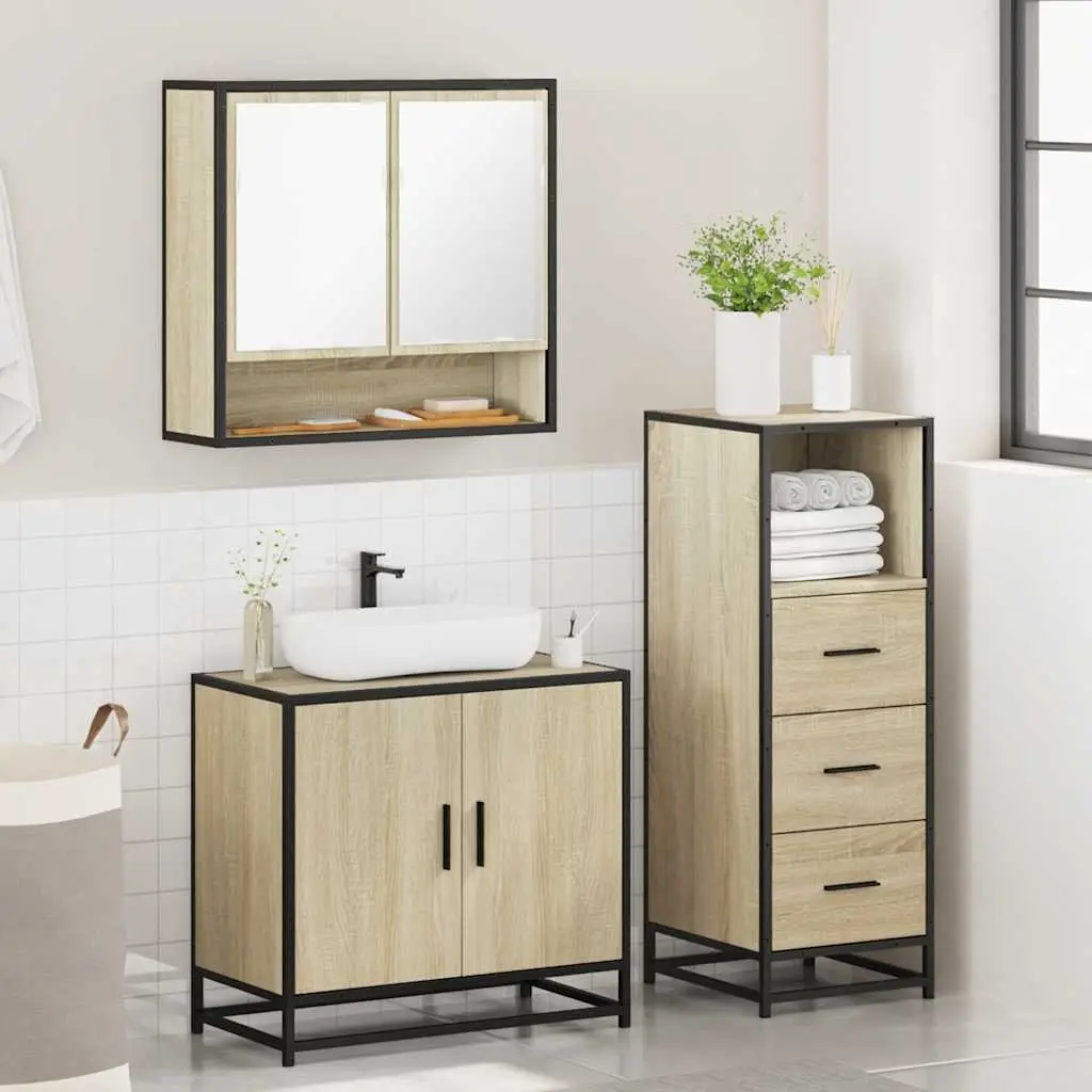 3-Piece Vanity Cabinet Set with Mirror and Storage