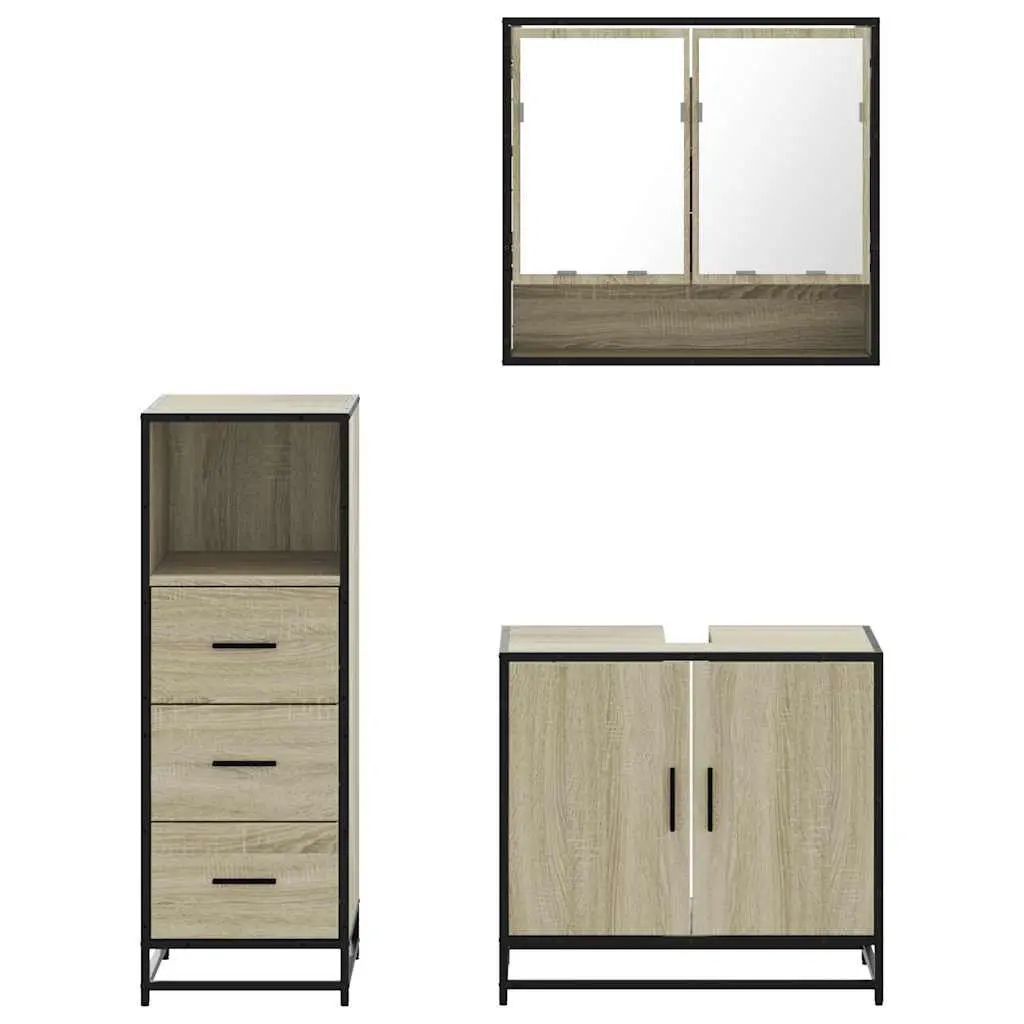 3-Piece Vanity Cabinet Set with Mirror and Storage
