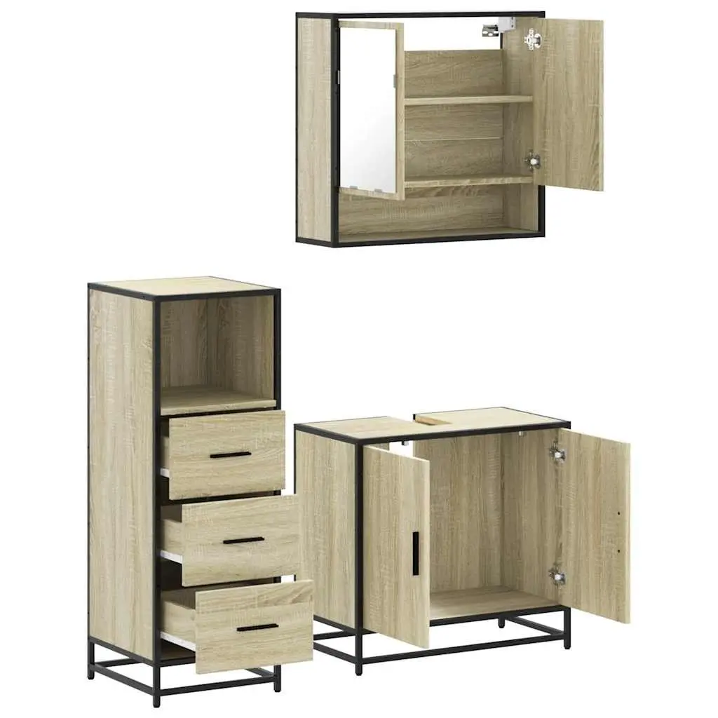 3-Piece Vanity Cabinet Set with Mirror and Storage