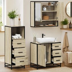 3-Piece Brown Engineered Wood Bathroom Furniture Set