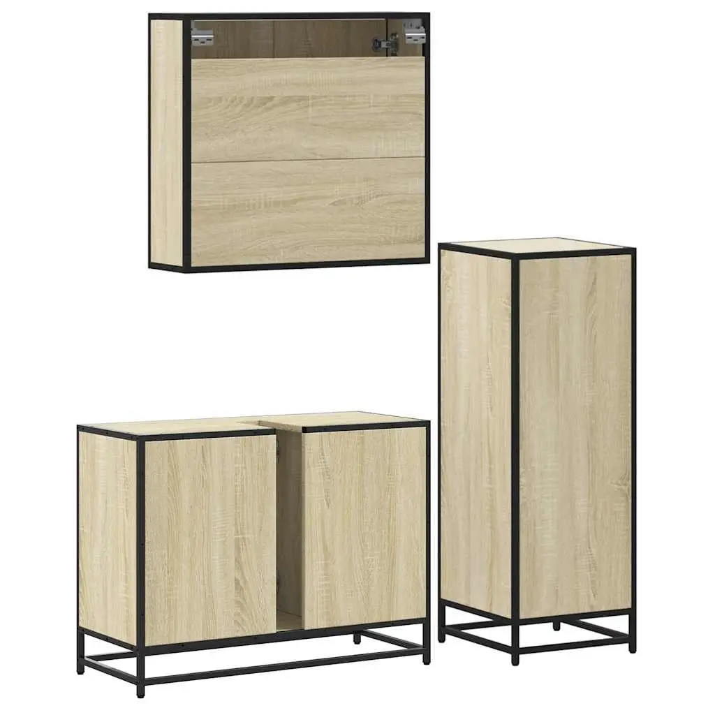 3-Piece Brown Engineered Wood Bathroom Set