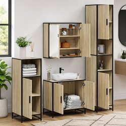 Sonoma Oak 4-Piece Bathroom Furniture Set with Mirror