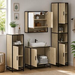 Stylish 4-Piece Brown Bathroom Furniture Set