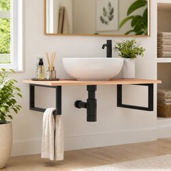 Stylish Wall Mounted Basin Shelf with Durable Oak Top