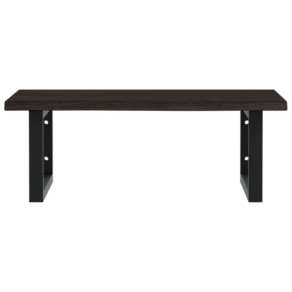 Wall Mounted Basin Shelf in Brown with Solid Oak