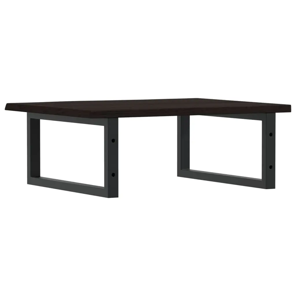 Wall Mounted Basin Shelf in Brown with Solid Oak