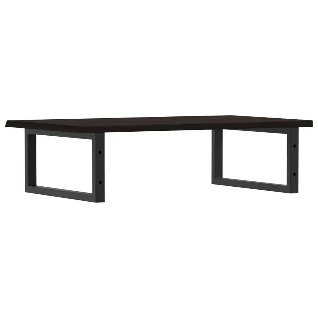 Wall Mounted Basin Shelf Steel Oak Wood Floating Cabinet Brown