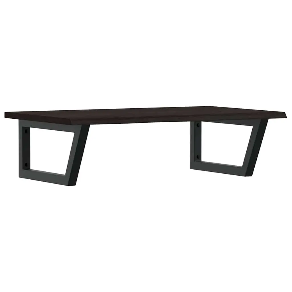 Wall Mounted Basin Shelf Steel Oak Wood Brown Floating