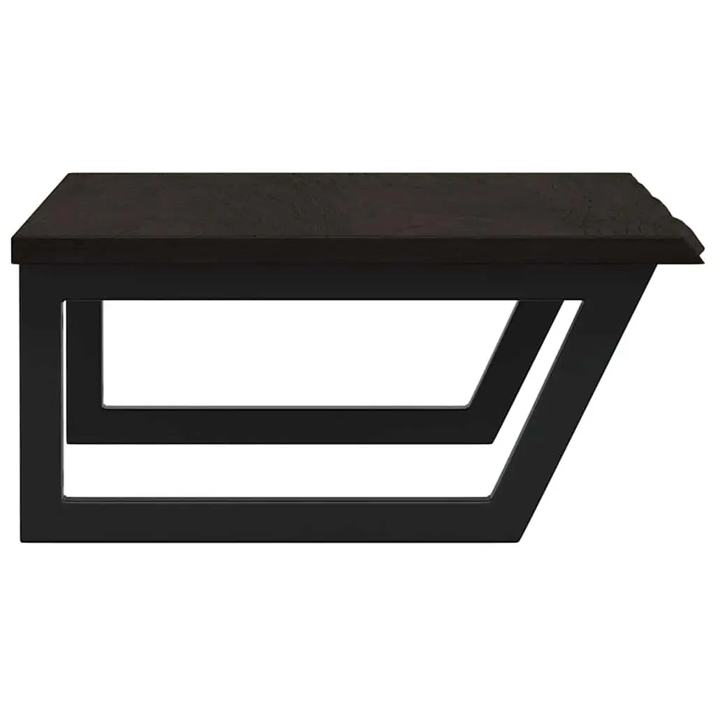 Wall Mounted Basin Shelf Steel Oak Wood Brown Floating