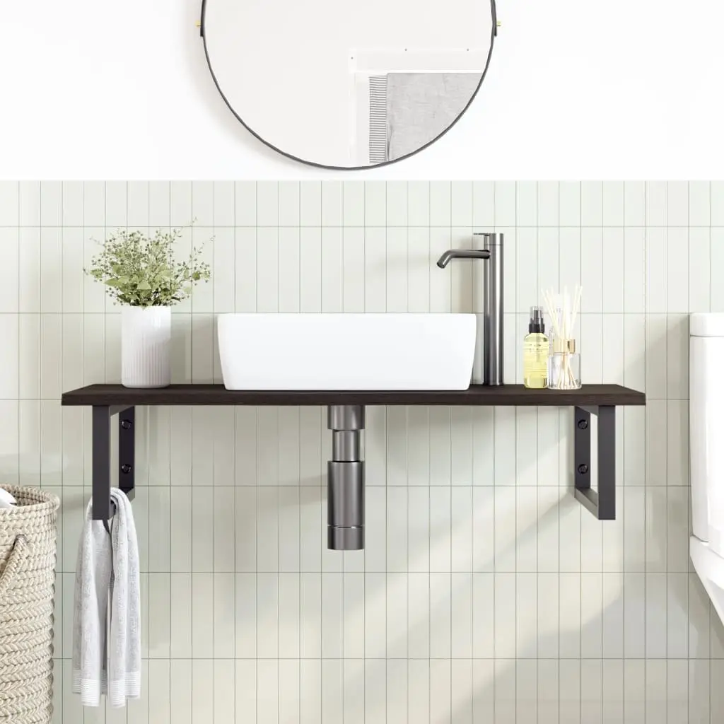 Floating Basin Shelf Bathroom Vanity Unit Steel Oak