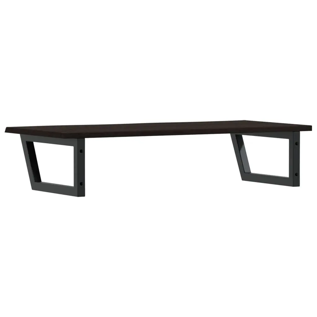 Wall Mounted Basin Shelf Steel Oak Wood Brown Floating