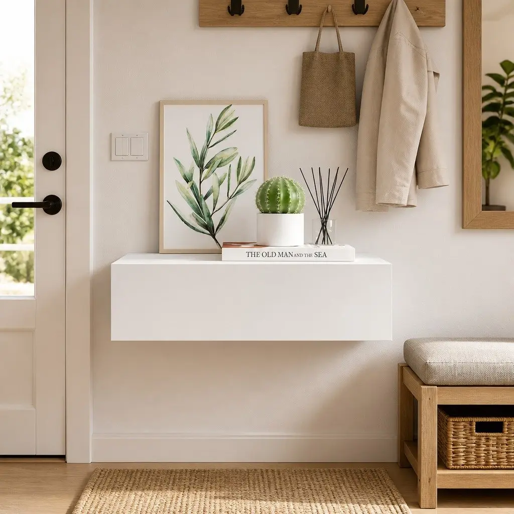 Wall-mounted Drawer Shelf MDF Metal 40x23.5x10cm White