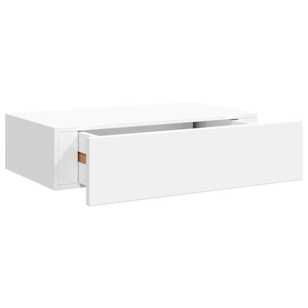 Wall-mounted Drawer Shelf MDF Metal 40x23.5x10cm White