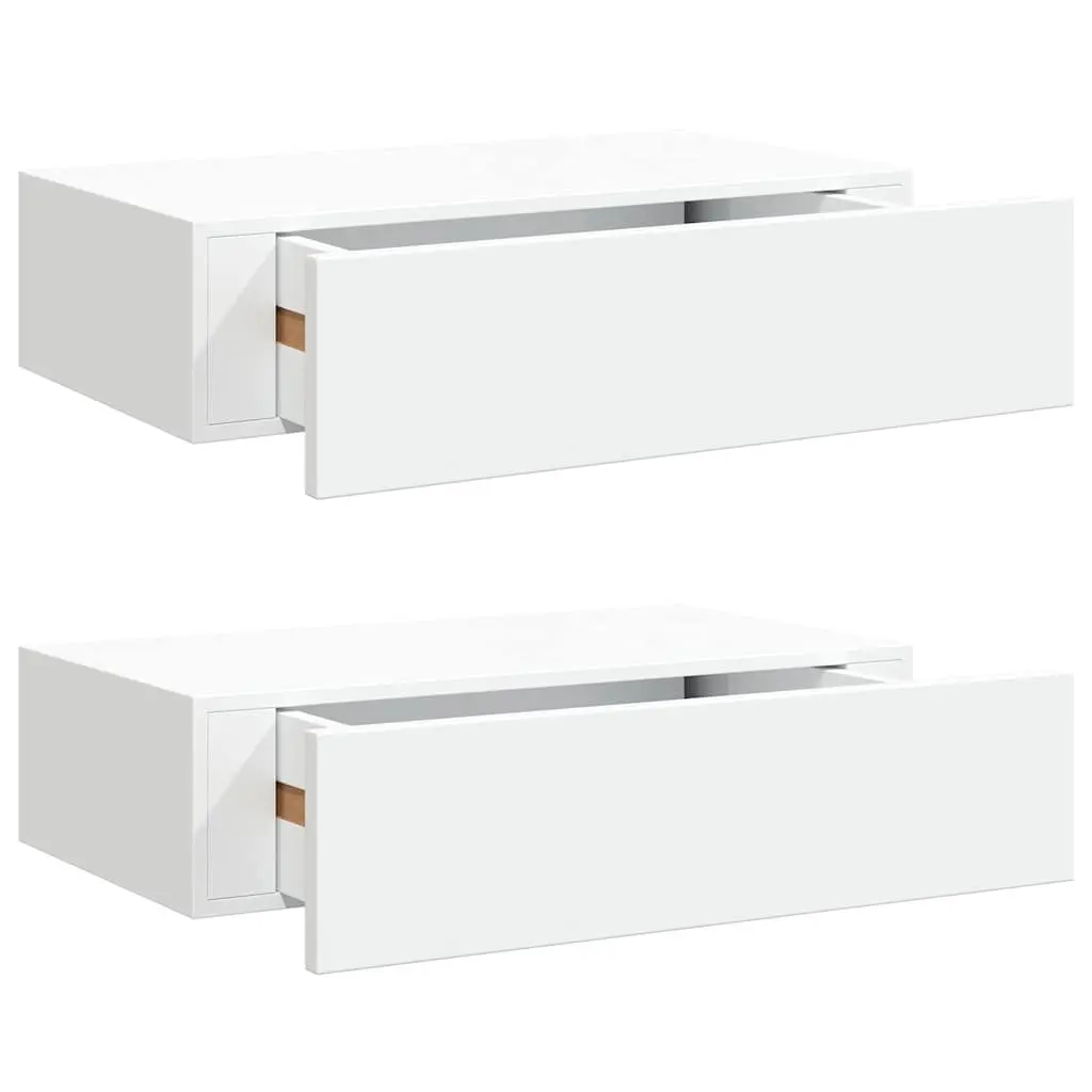Wall-Mounted Drawer Shelves 2 pcs White Floating Storage Organizer Home Decor