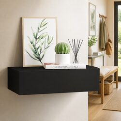 Black Floating Drawer Shelf for Wall Storage 40x23.5x10cm
