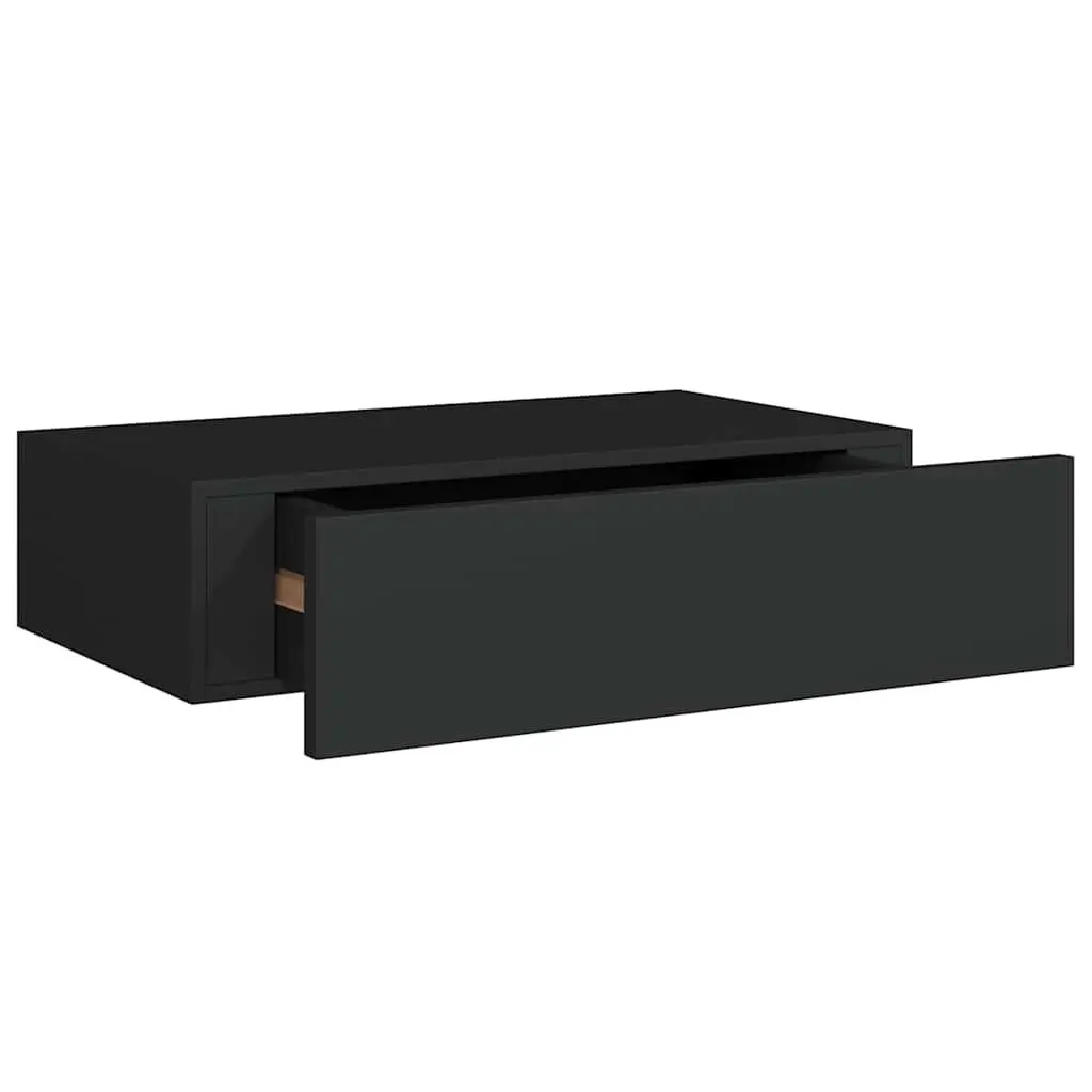 Black Floating Drawer Shelf for Wall Storage 40x23.5x10cm