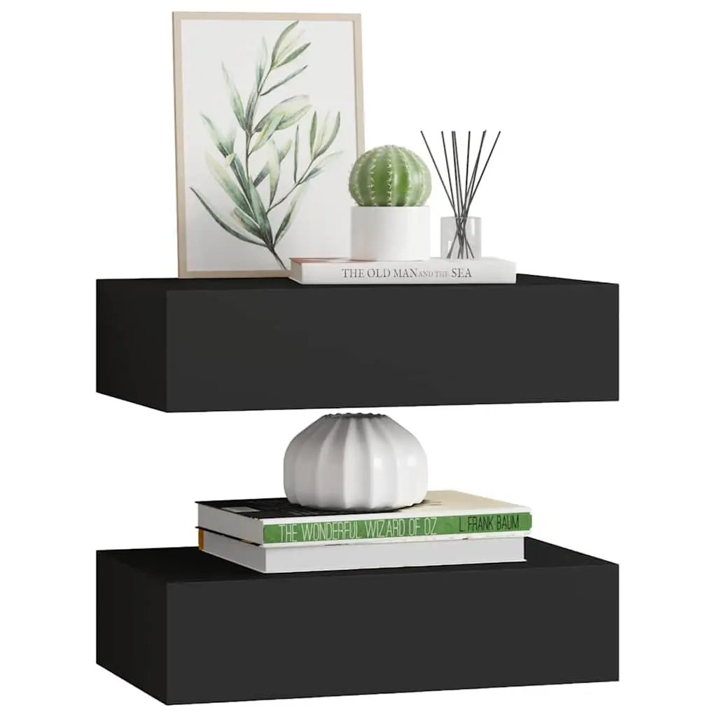 Black Floating Drawer Shelves for Home Decor