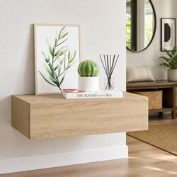 Durable Oak MDF Floating Drawer Shelf for Organized Storage