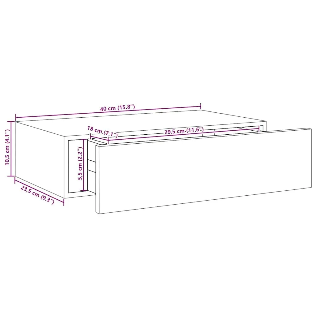 Oak MDF Floating Drawer Shelf for Organized Storage