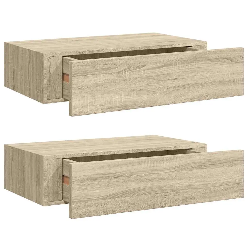 Wall-mounted Drawer Shelves MDF 40x23.5x10cm Brown Set of 2