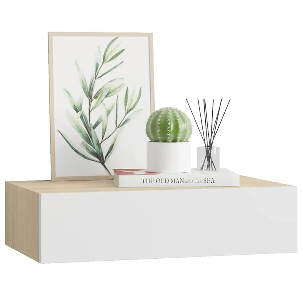 Wall-mounted Drawer Shelf MDF Floating Storage Bedroom Living Room Decor