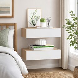 Stylish Floating Shelves with Drawer Storage - 2 pcs