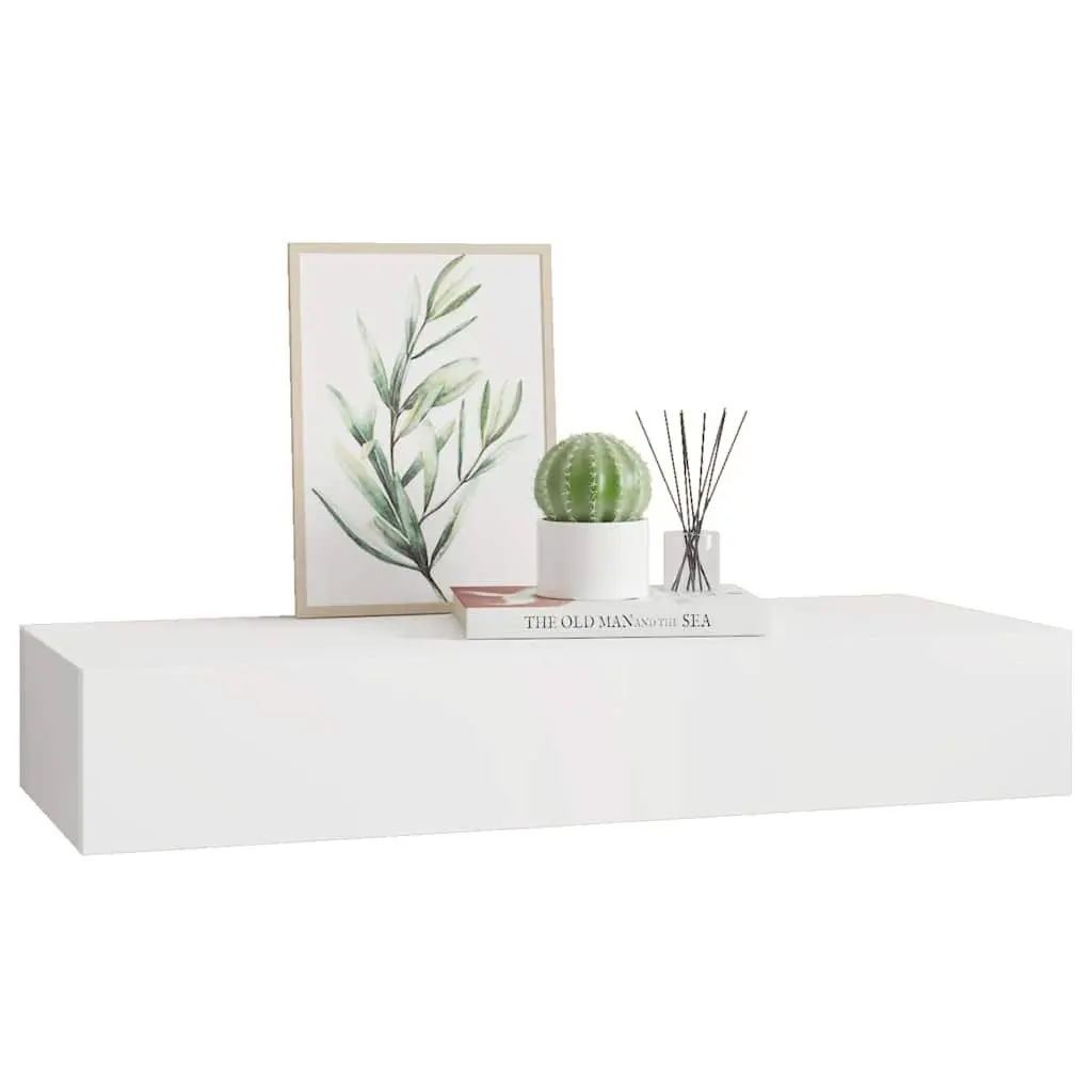 Wall-mounted Shelf Storage Drawer White 60x23.5x10cm