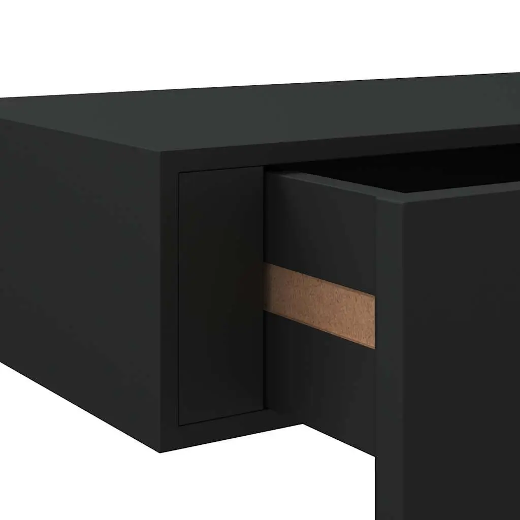 Wall-mounted Drawer Shelf Floating Storage Black 60x23.5x10cm MDF Organiser