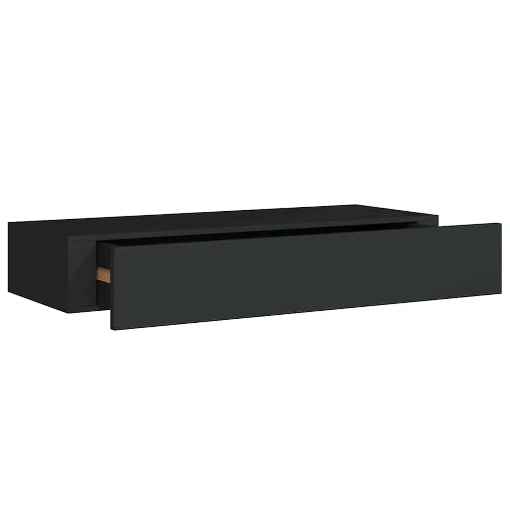 Wall-mounted Drawer Shelves 2 pcs Black Floating Storage Organizer Bedroom