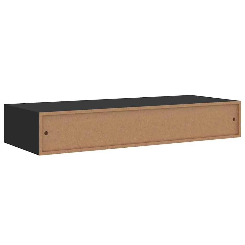 Wall-mounted Drawer Shelves 2 pcs Black Floating Storage Organizer Bedroom