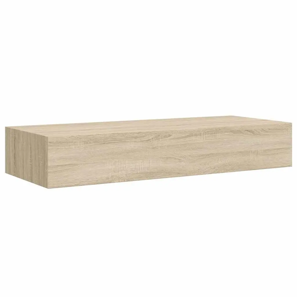 Wall-mounted Drawer Shelf MDF Metal 60x23.5x10cm Oak Brown