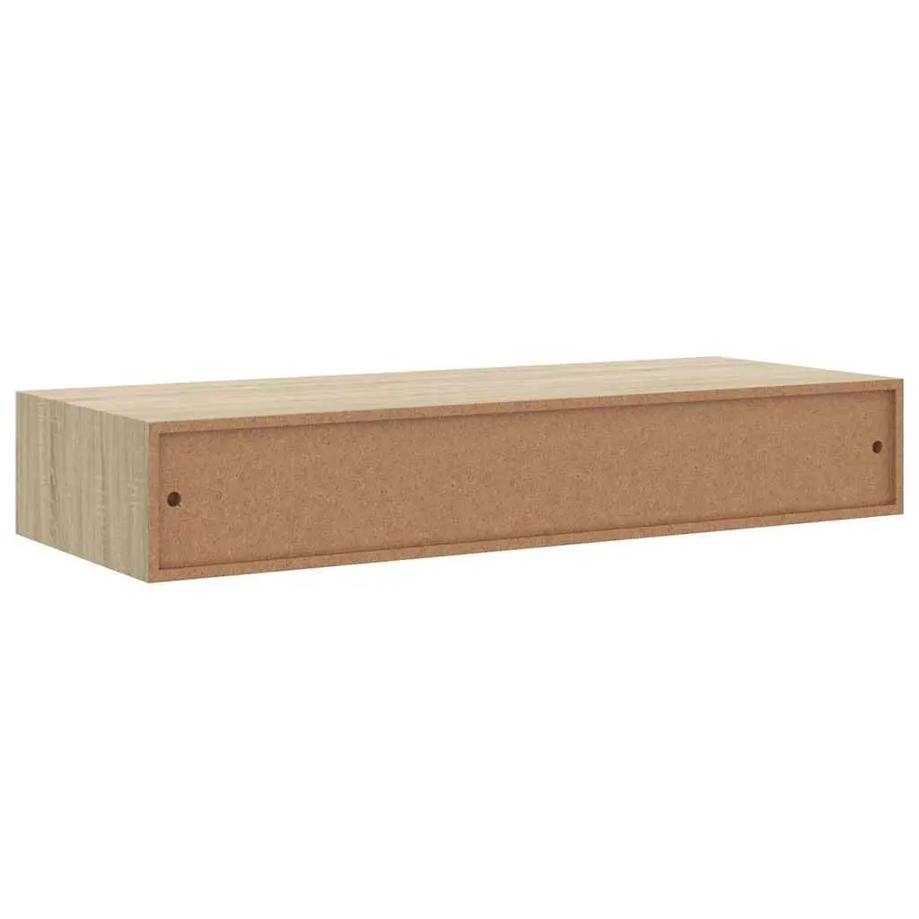 Wall-mounted Drawer Shelf MDF Metal 60x23.5x10cm Oak Brown
