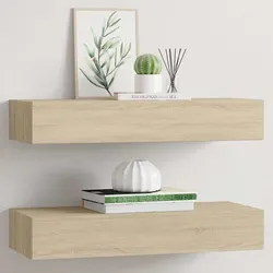 Oak Brown Wall-Mounted Drawer Shelves for Storage