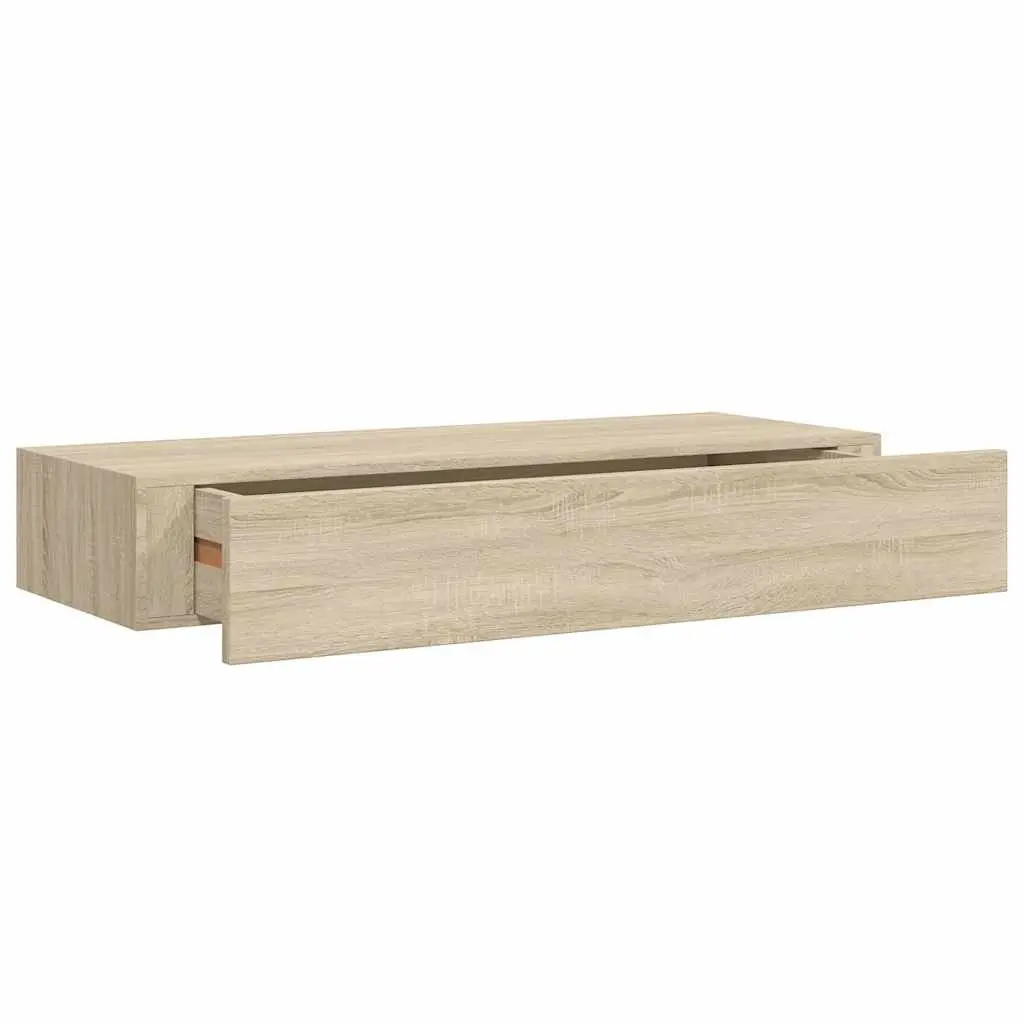 Wall-mounted Drawer Shelves MDF Oak Brown 60x23.5x10cm Set of 2