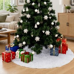 Elegant White Faux Fur Christmas Tree Skirt 90 cm