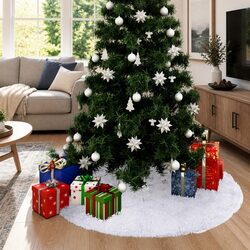 Luxury White Faux Fur Christmas Tree Skirt 122cm