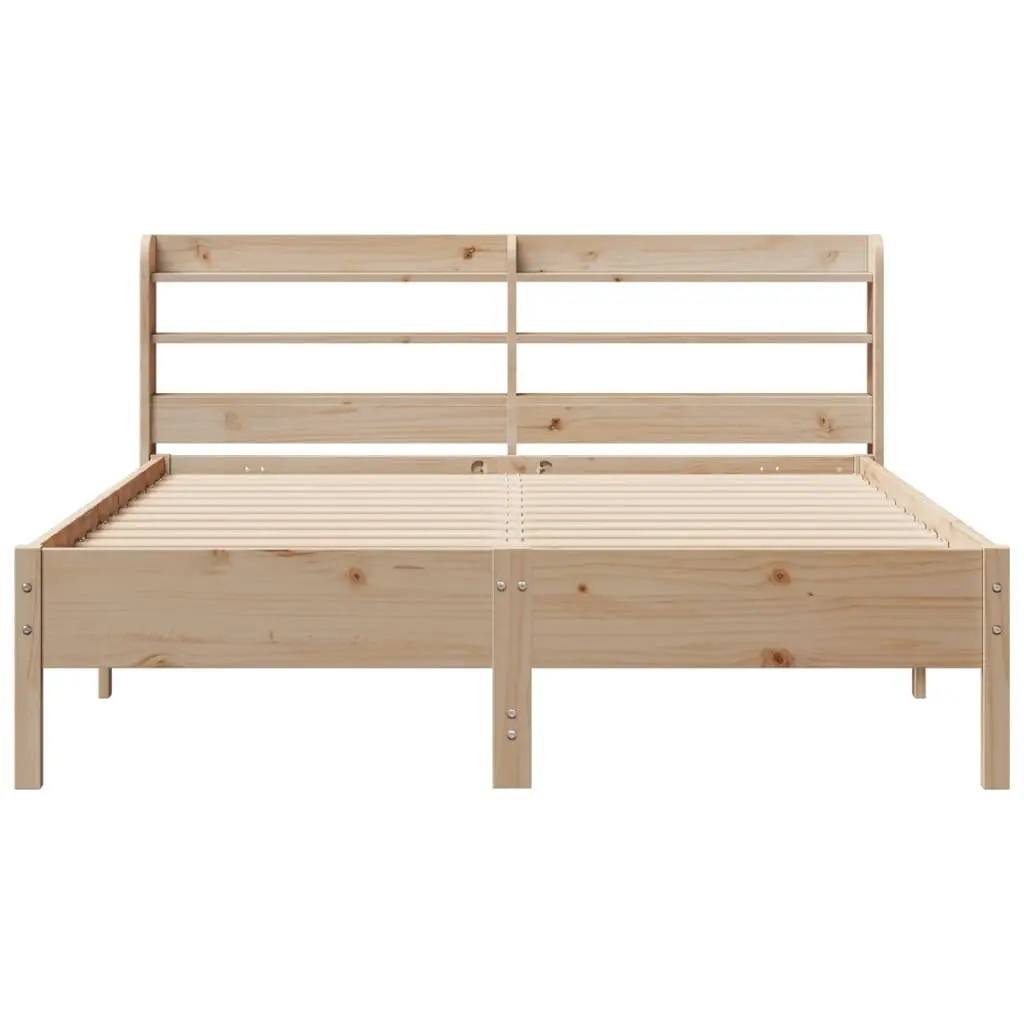 Solid Wood Pine Bed Frame with Headboard and Storage