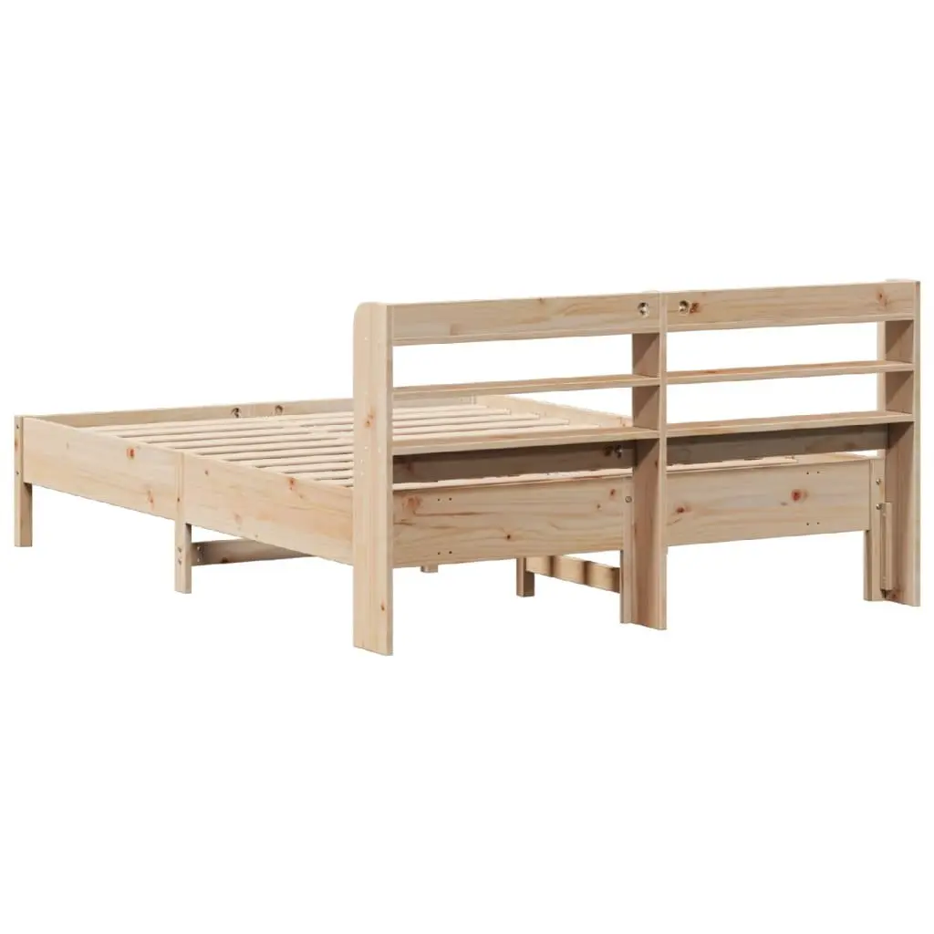 Solid Wood Pine Bed Frame with Headboard and Storage