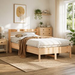 Premium Solid Wood Pine Bed Frame 90x190 cm