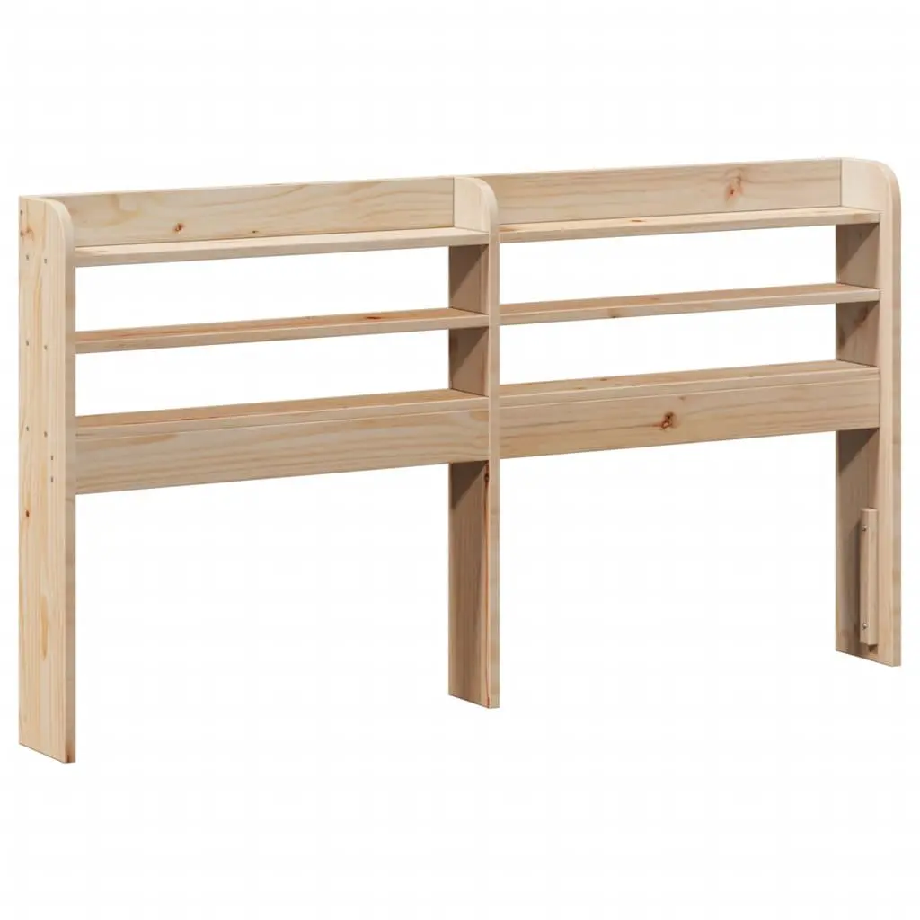 Solid Pine Wood Bed Frame with Storage Shelves 150x200cm