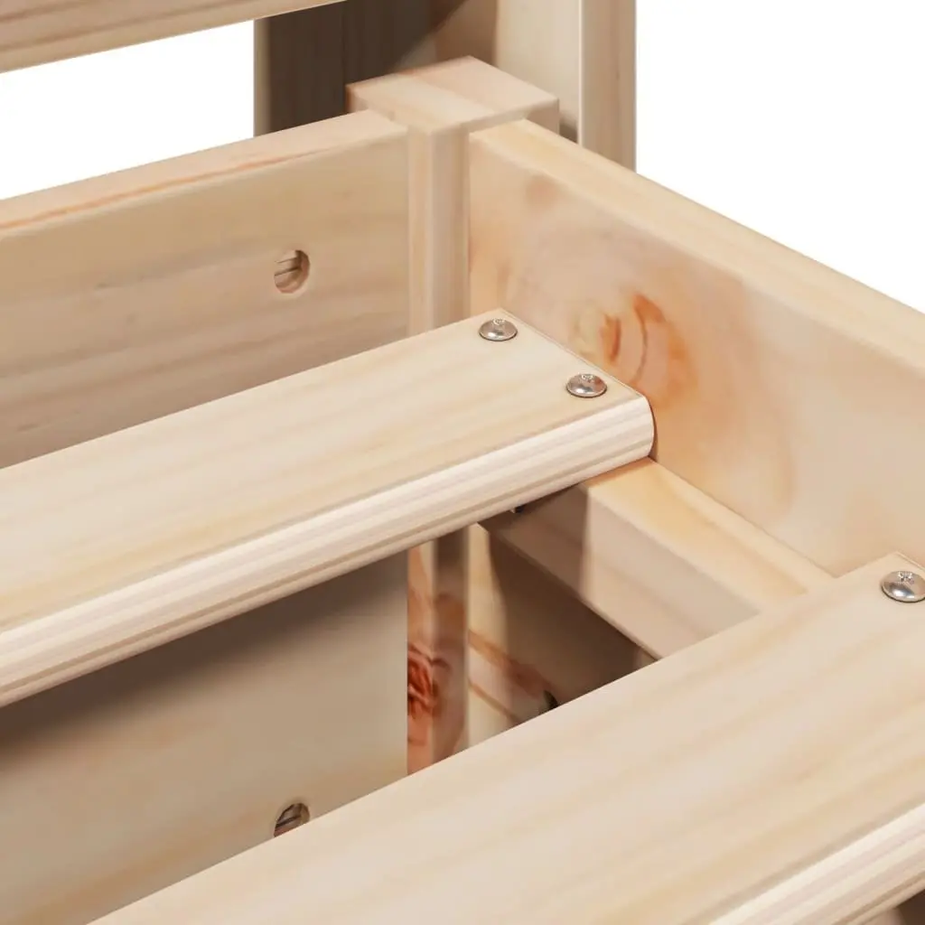 Solid Pine Wood Bed Frame with Storage Shelves 150x200cm