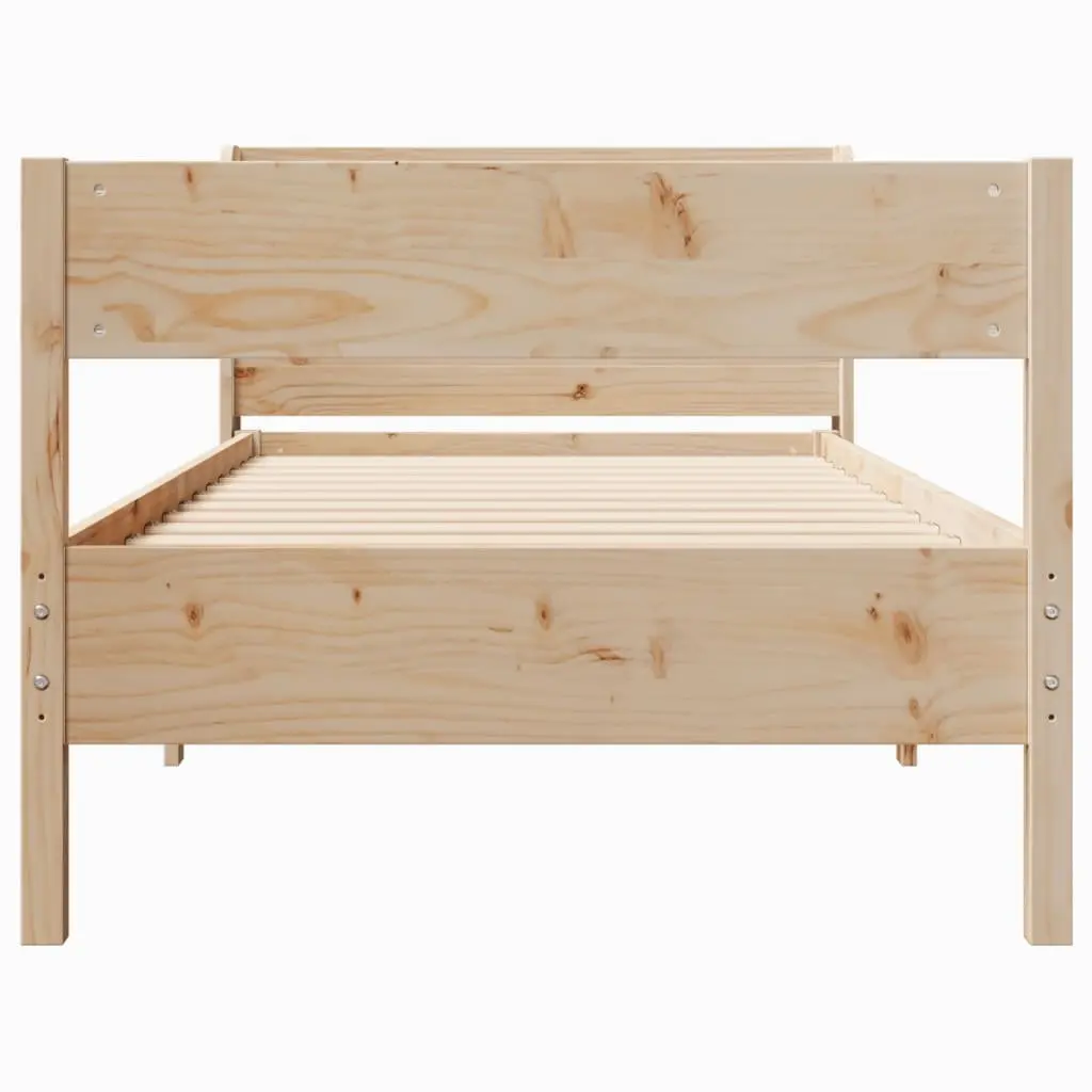 90x190 cm Solid Pine Wood Bed Frame with Storage Shelves