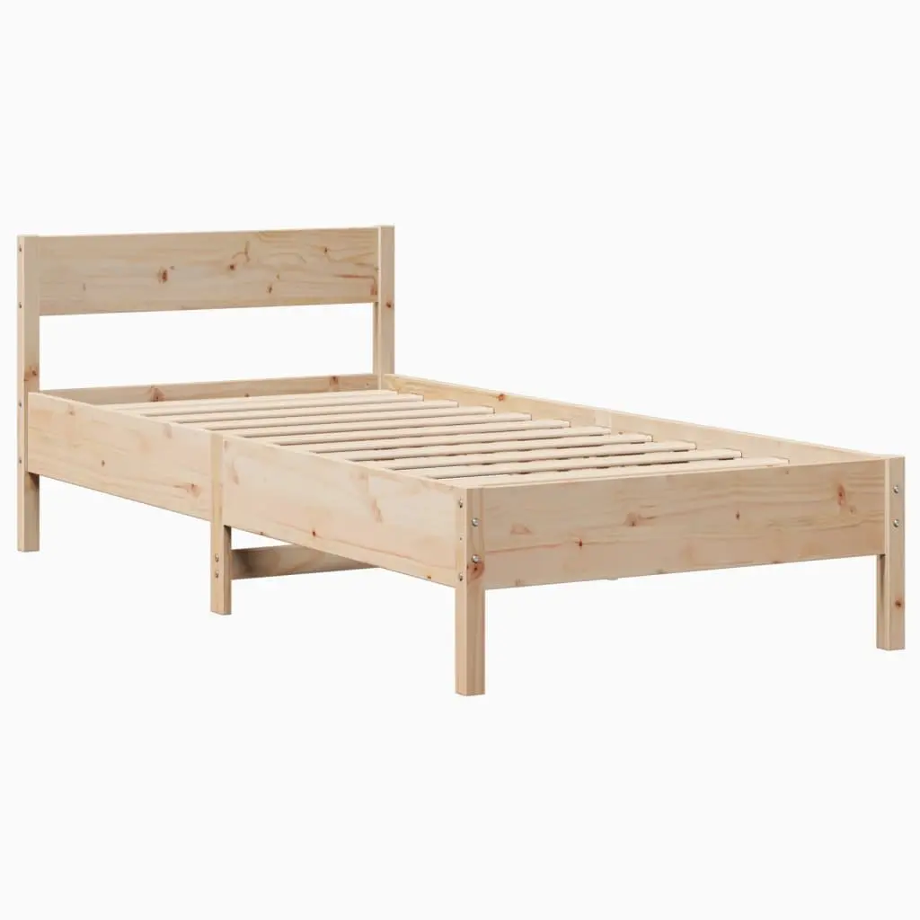 90x190 cm Solid Pine Wood Bed Frame with Storage Shelves